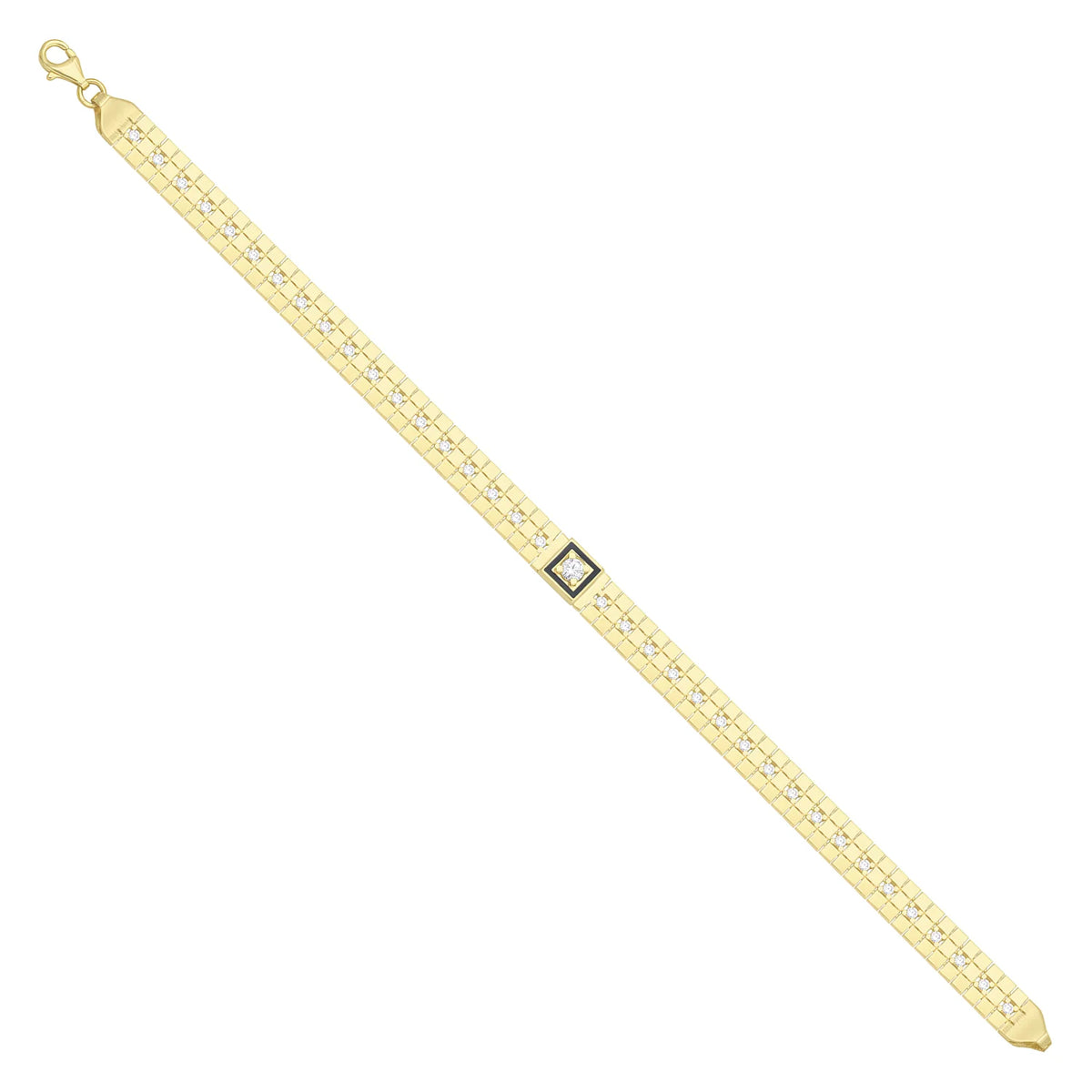 Solid gold brick link bracelet, 6.75 g — shown at an angle across the frame.