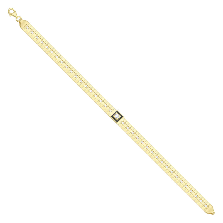 Solid gold brick link bracelet, 6.75 g — shown at an angle across the frame.