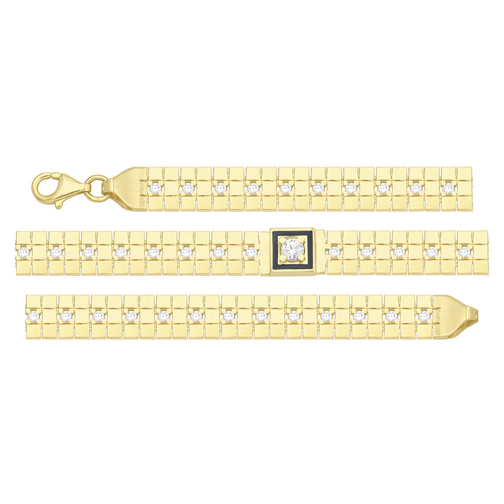 Solid gold brick link bracelet, 6.75 g — shown in three rows across the frame.