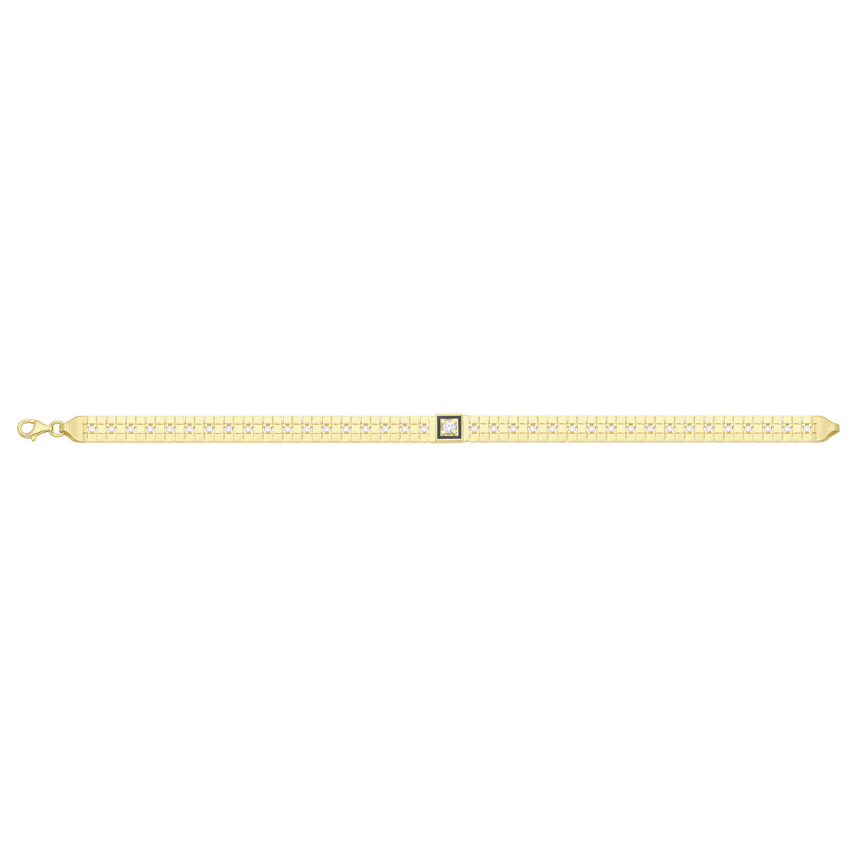 Solid gold brick link bracelet, 6.75 g — shown square on a plain background.