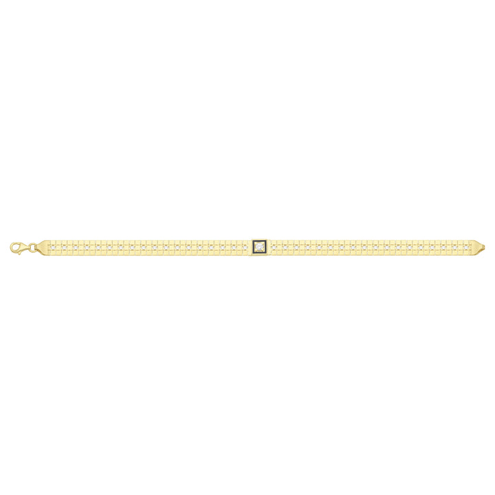 Solid gold brick link bracelet, 6.75 g — shown square on a plain background.