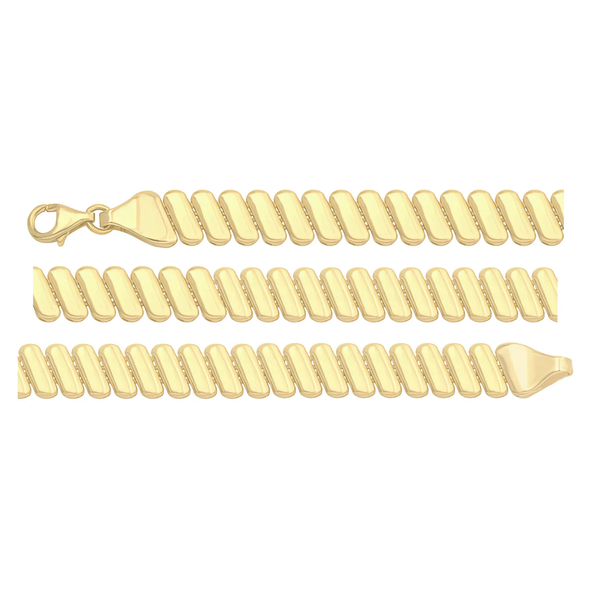 Solid gold bar link bracelet, 8.05 g — shown in three rows across the frame.