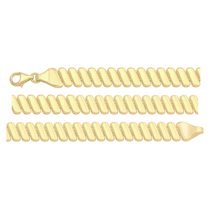 Solid gold bar link bracelet, 8.05 g — shown in three rows across the frame.