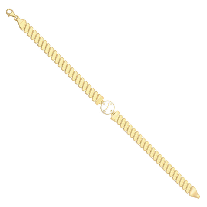 Solid gold bar link bracelet, 9.30 g — shown at an angle across the frame.