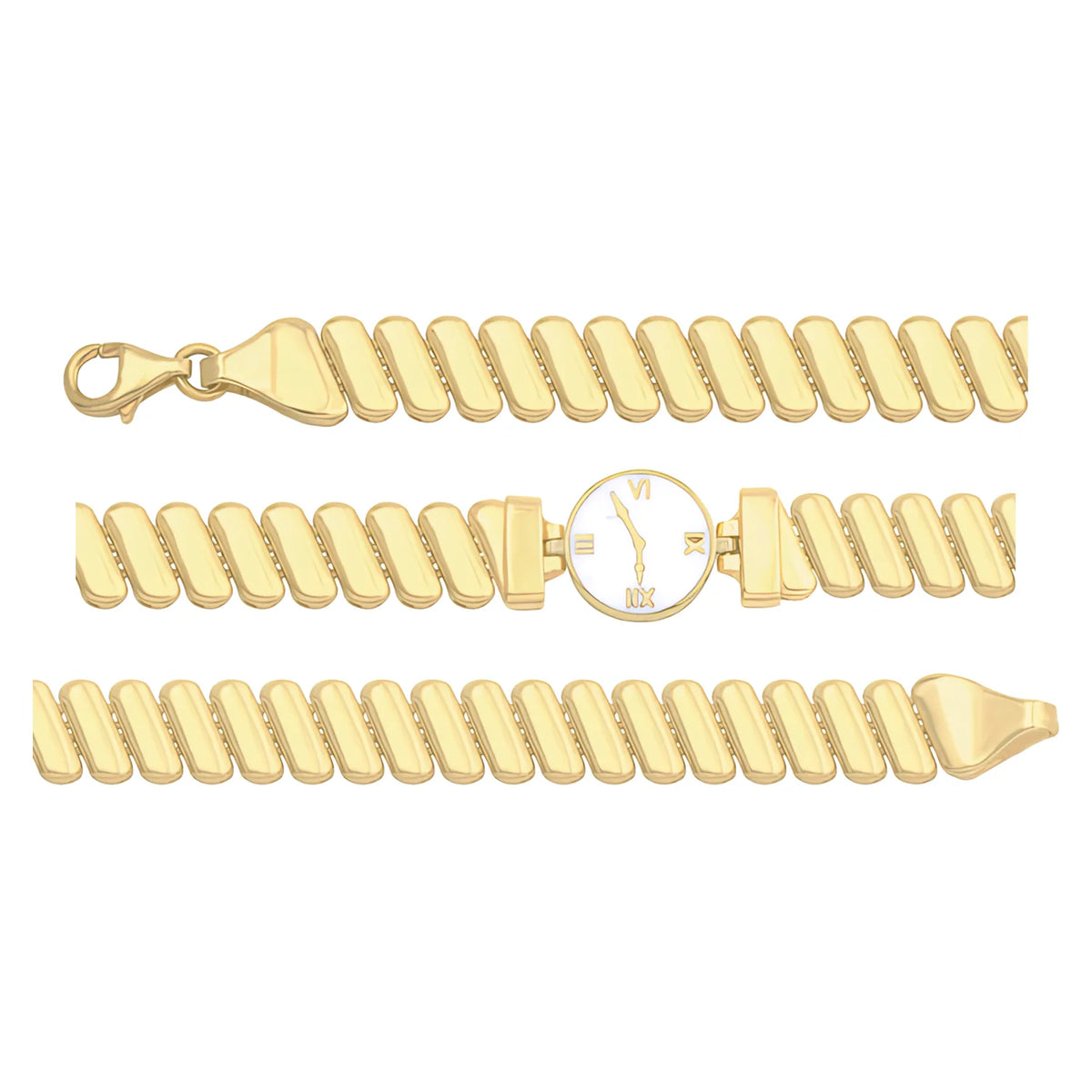 Solid gold bar link bracelet, 9.30 g — shown in three rows across the frame.