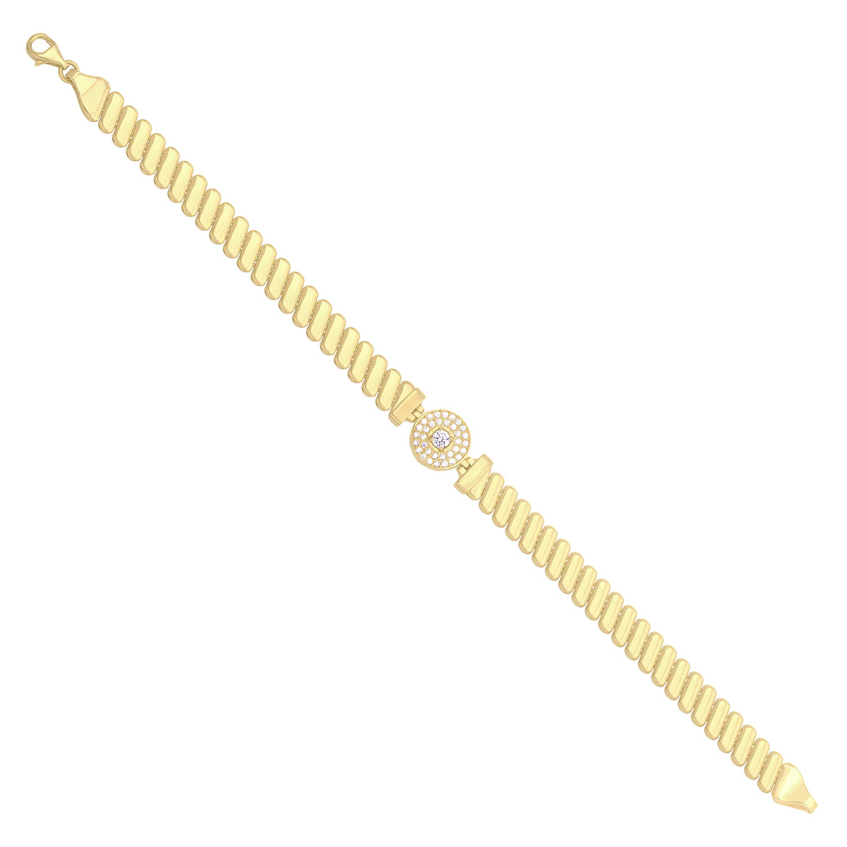 Solid gold bar link bracelet, 8.75 g — shown at an angle across the frame.