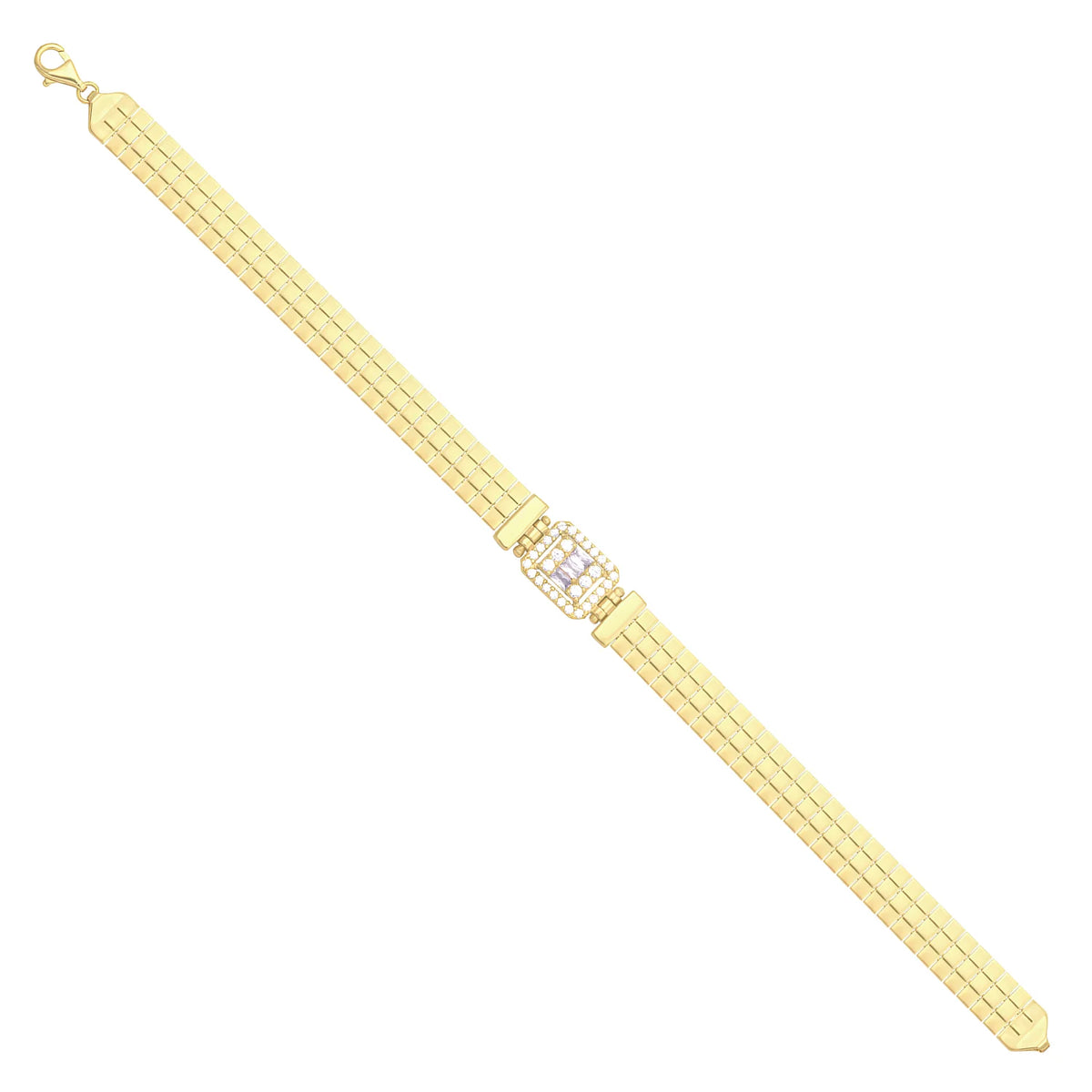 Solid gold brick link bracelet, 6.60 g — shown at an angle across the frame.