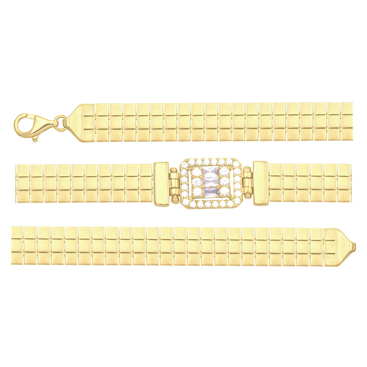 Solid gold brick link bracelet, 6.60 g — shown in three rows across the frame.