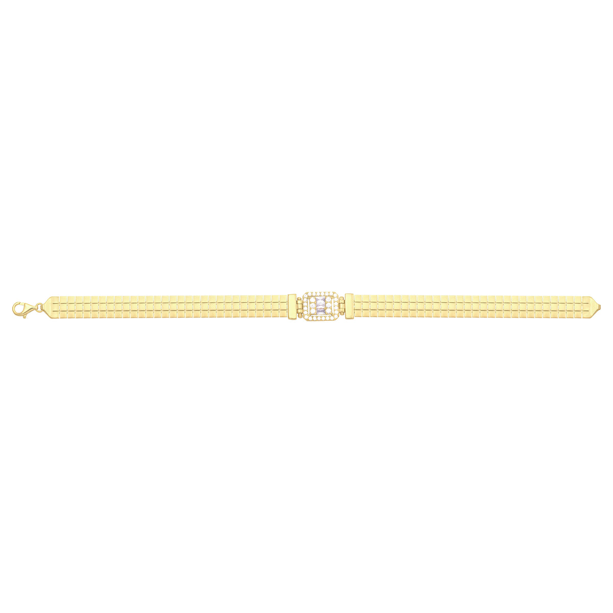 Solid gold brick link bracelet, 6.60 g — shown square on a plain background.