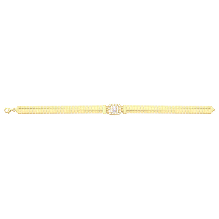 Solid gold brick link bracelet, 6.60 g — shown square on a plain background.