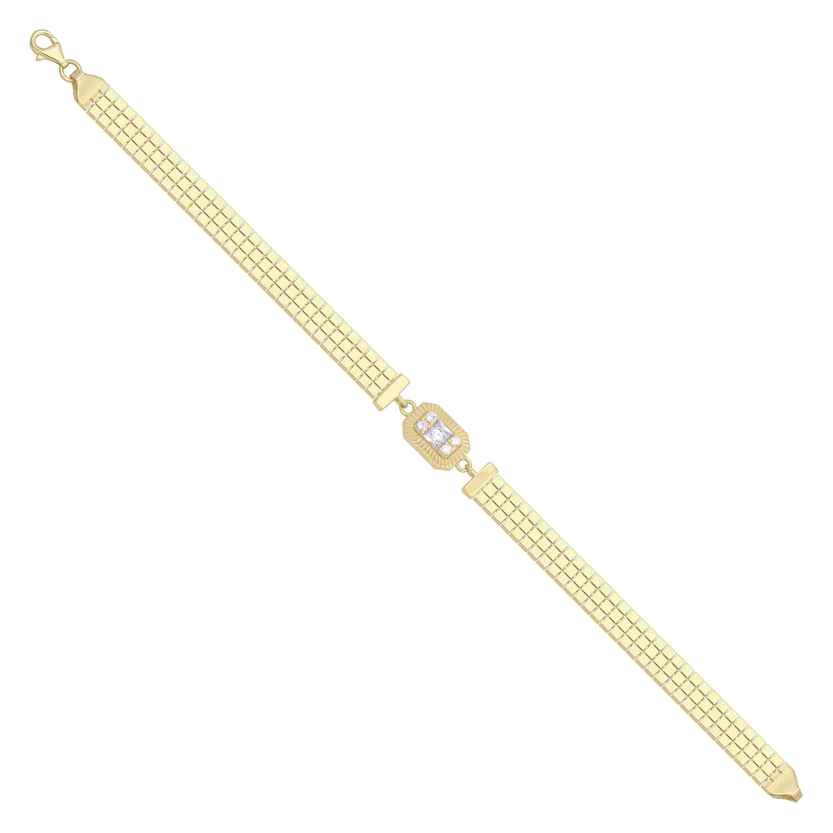 Solid gold brick link bracelet, 7.30 g — shown at an angle across the frame.