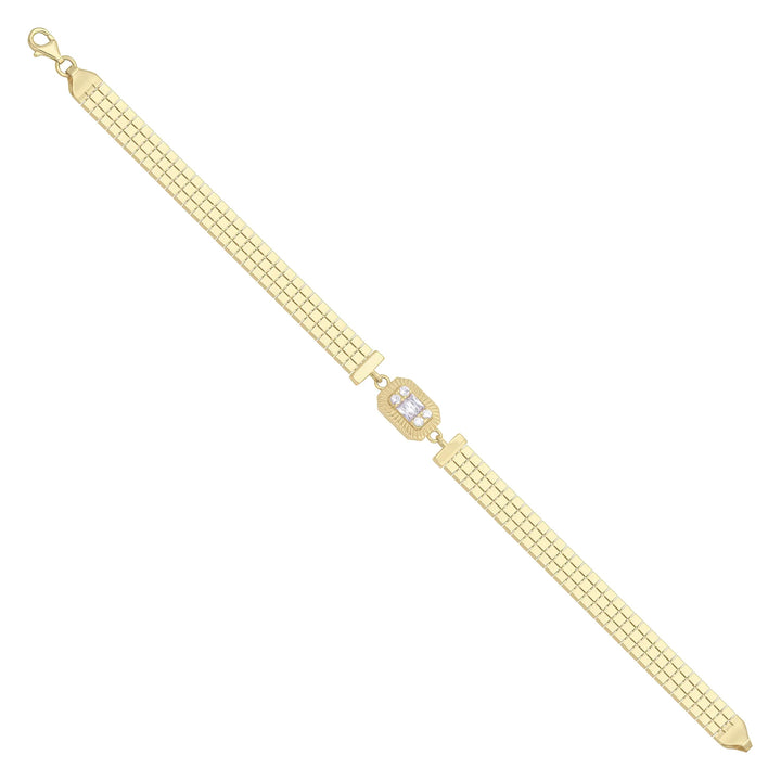 Solid gold brick link bracelet, 7.30 g — shown at an angle across the frame.