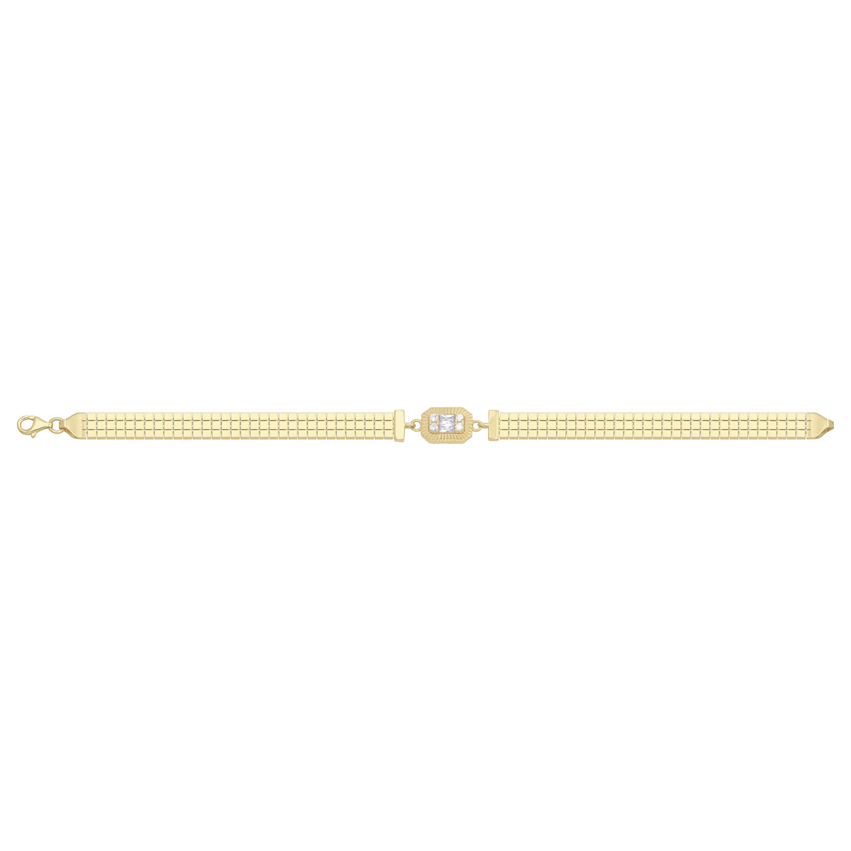 Solid gold brick link bracelet, 7.30 g — shown square on a plain background.