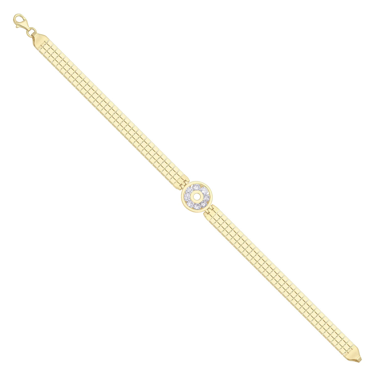 Solid gold brick link bracelet, 7.20 g — shown at an angle across the frame.