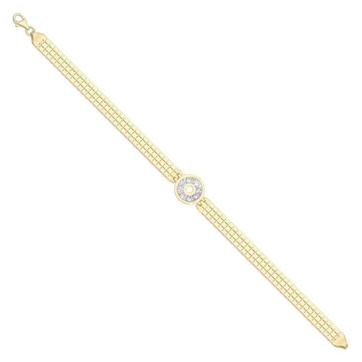 Solid gold brick link bracelet, 7.20 g — shown at an angle across the frame.