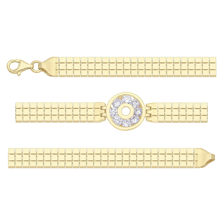 Solid gold brick link bracelet, 7.20 g — shown in three rows across the frame.