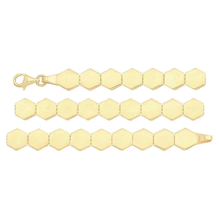 Solid gold id bracelet, 8.10 g — shown in three rows across the frame.