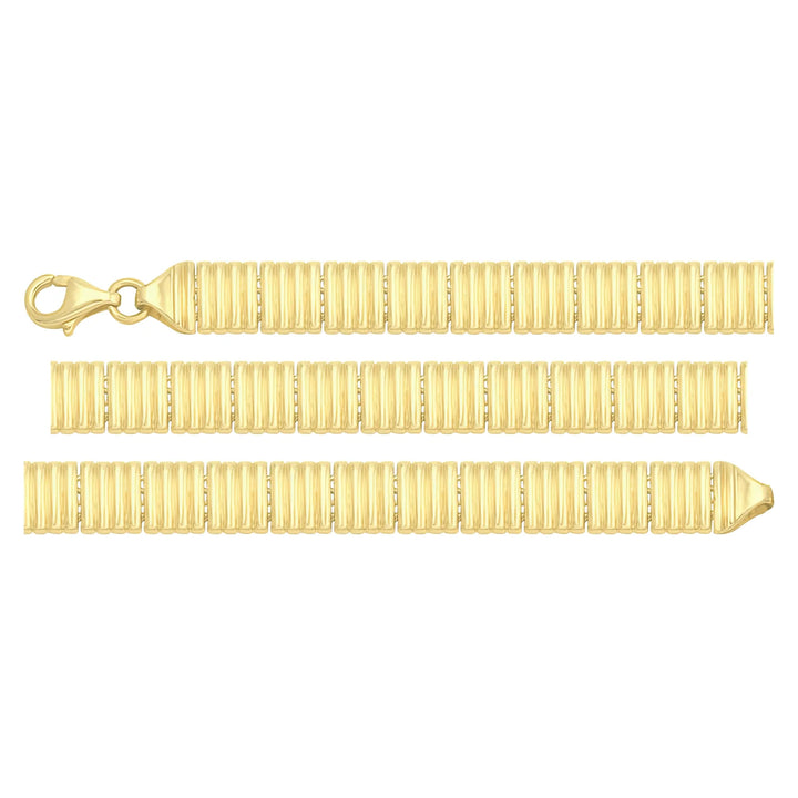 Solid gold bar link bracelet, 8.50 g — shown in three rows across the frame.