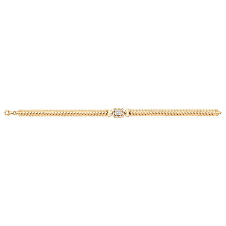 Solid gold herringbone bracelet, 9.40 g — shown square on a plain background.