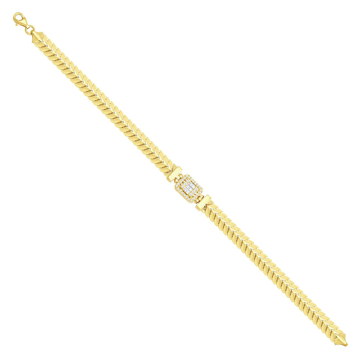 Solid gold herringbone bracelet, 8.75 g — shown at an angle across the frame.