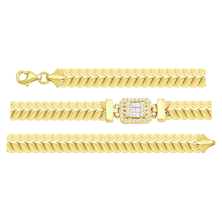 Solid gold herringbone bracelet, 8.75 g — shown in three rows across the frame.
