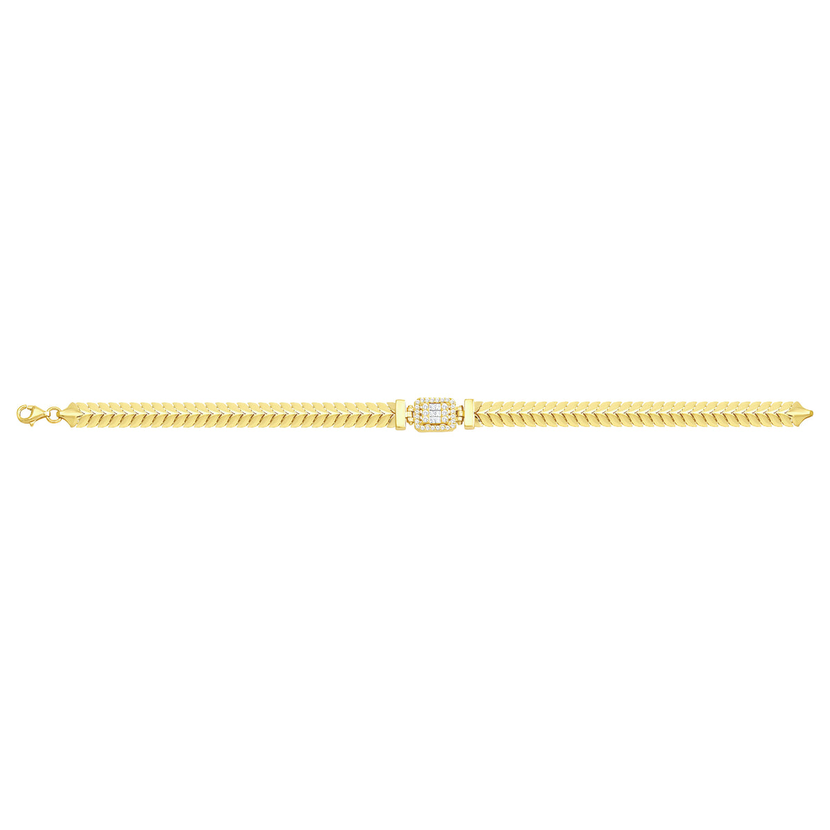 Solid gold herringbone bracelet, 8.75 g — shown square on a plain background.