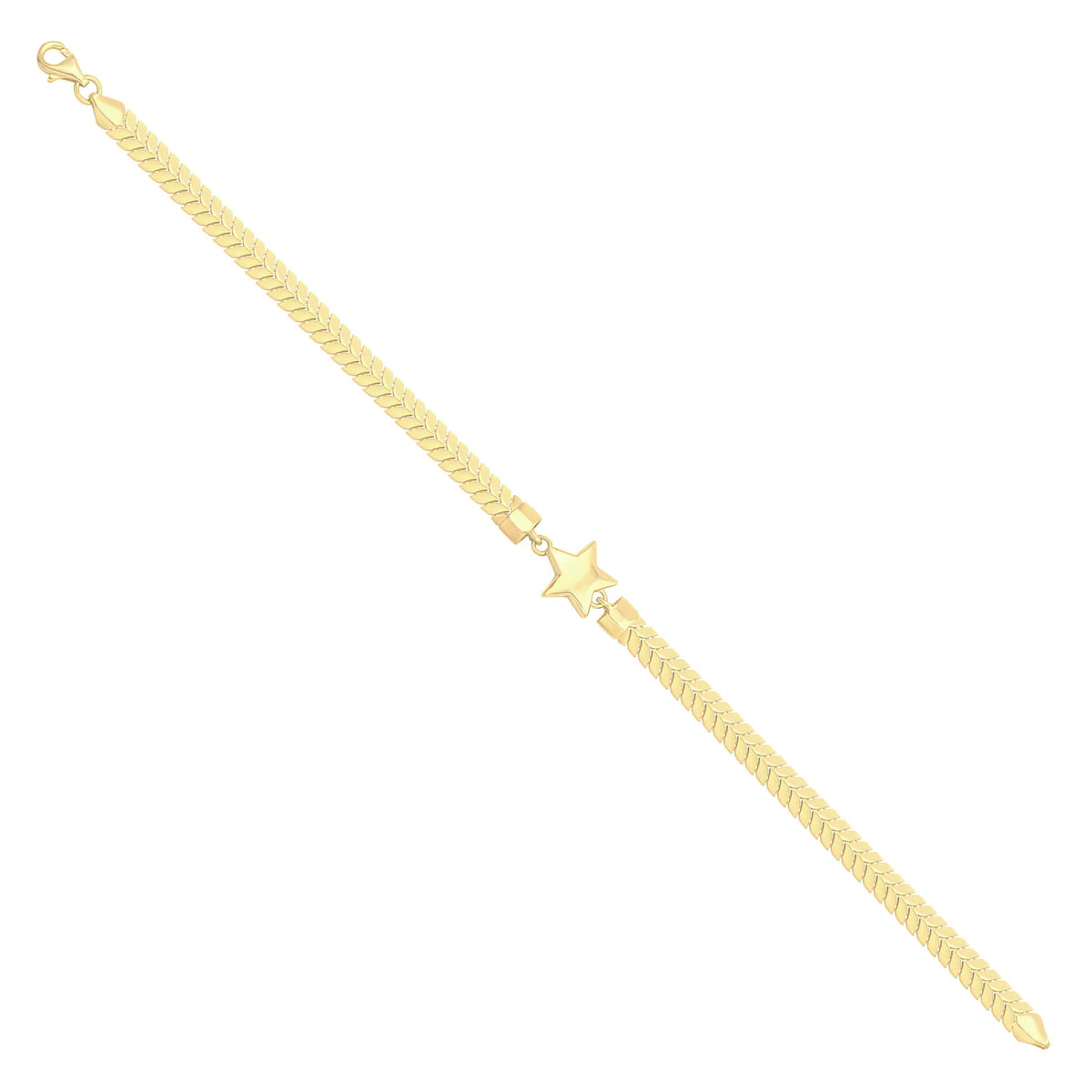 Solid gold herringbone bracelet, 6.60 g — shown at an angle across the frame.