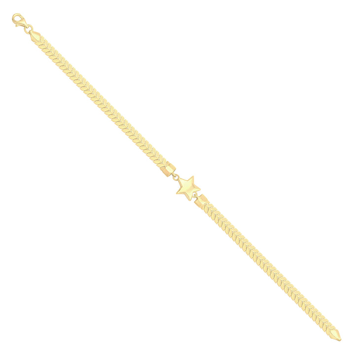 Solid gold herringbone bracelet, 6.60 g — shown at an angle across the frame.