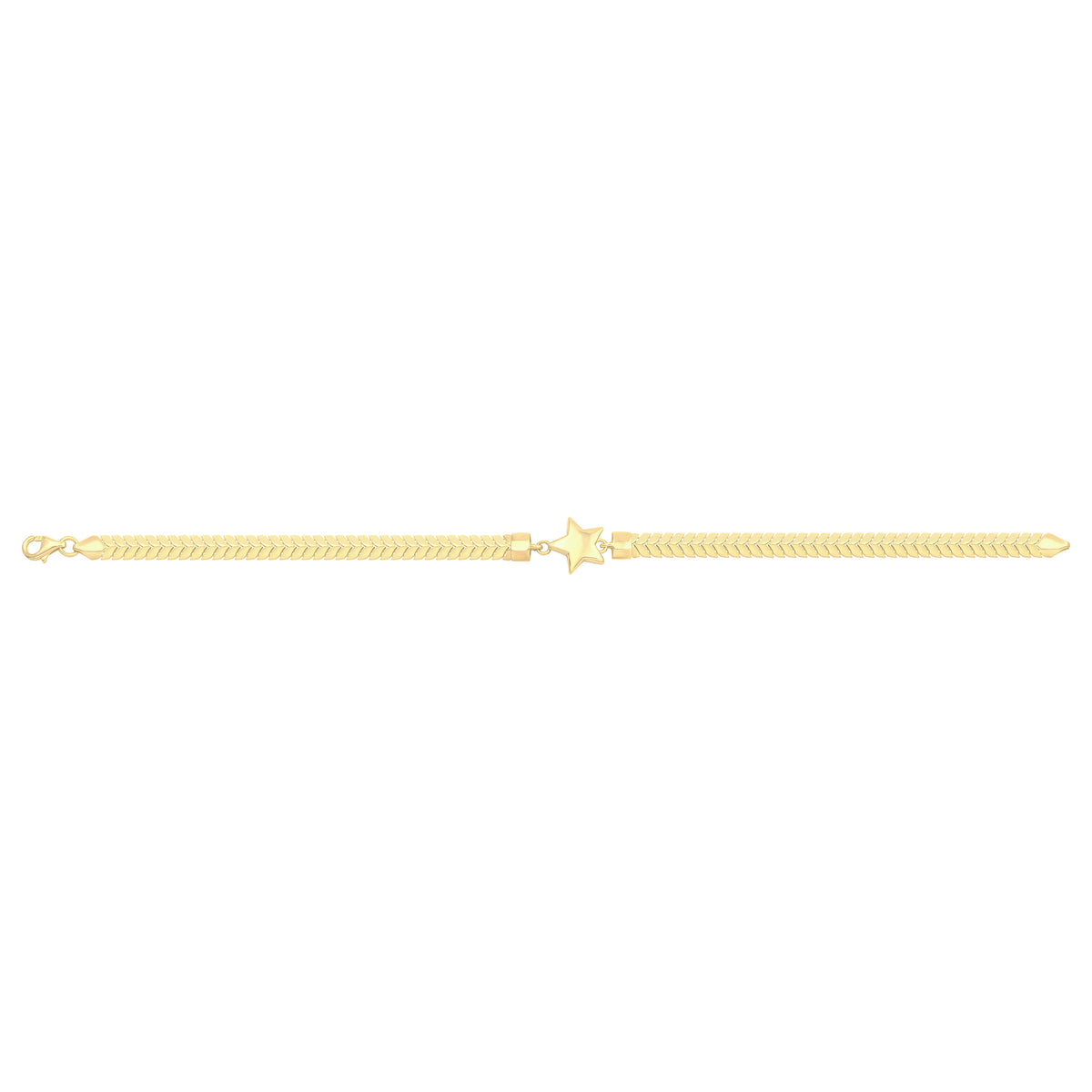 Solid gold herringbone bracelet, 6.60 g — shown square on a plain background.