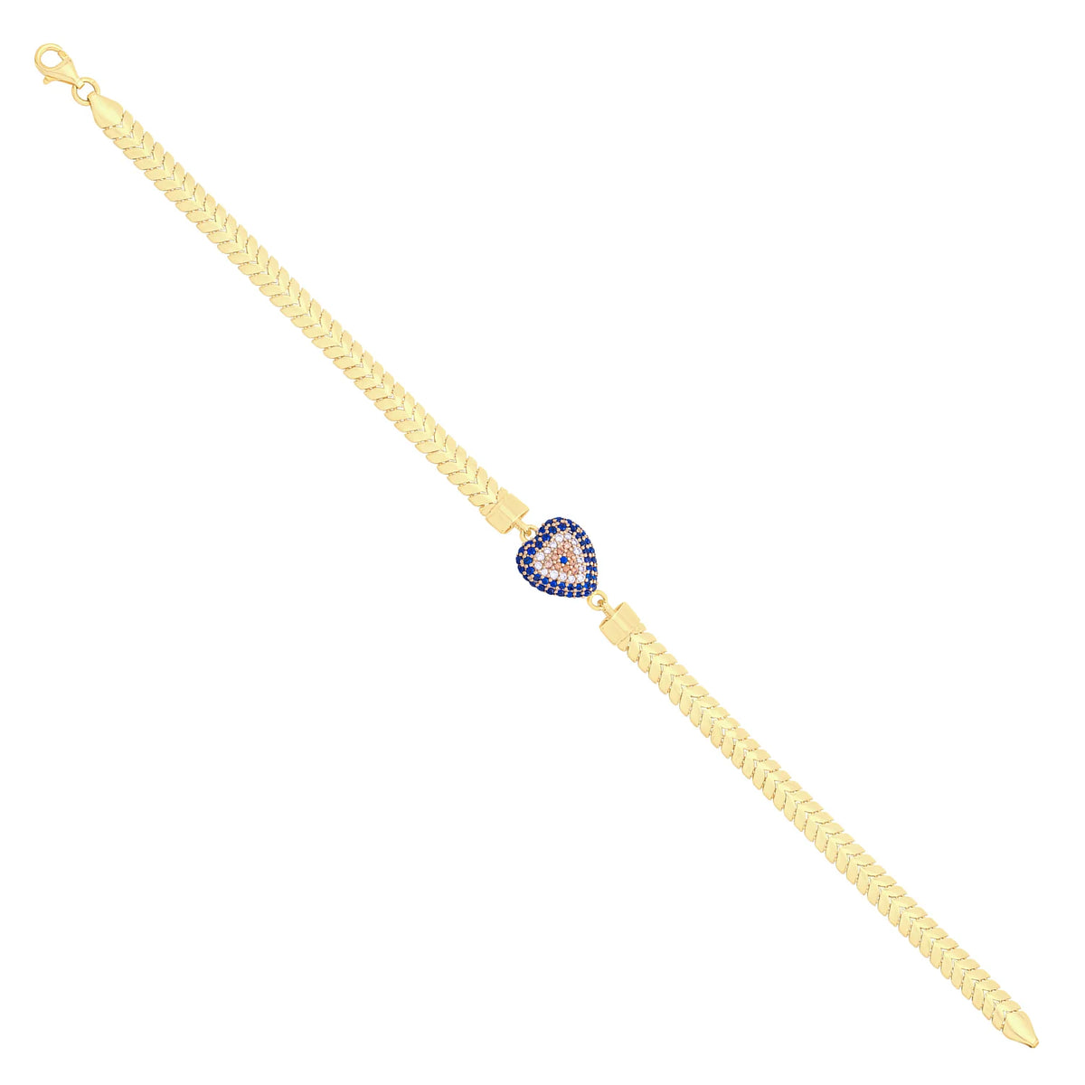 Solid gold herringbone bracelet, 7.15 g — shown at an angle across the frame.