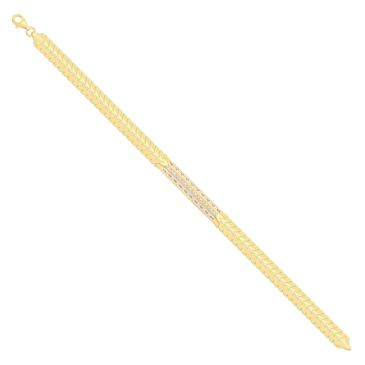 Solid gold bar link bracelet, 9.05 g — shown at an angle across the frame.