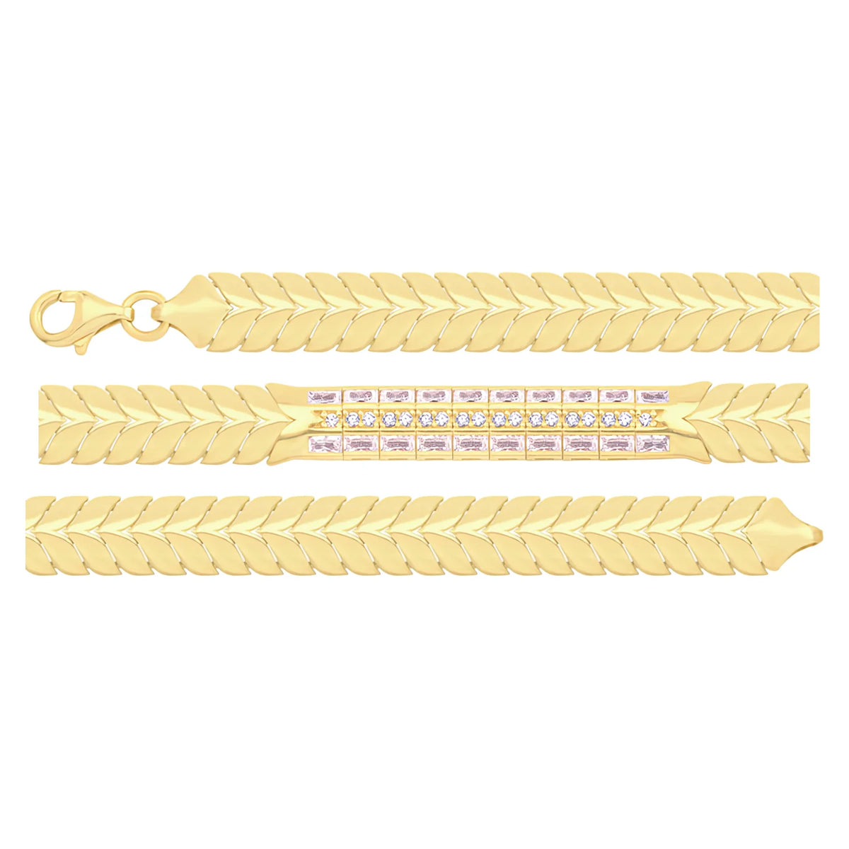 Solid gold bar link bracelet, 9.05 g — shown in three rows across the frame.
