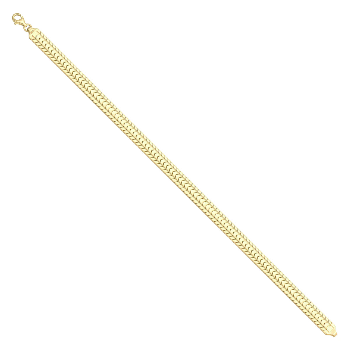 Solid gold herringbone bracelet, 7.85 g — shown at an angle across the frame.