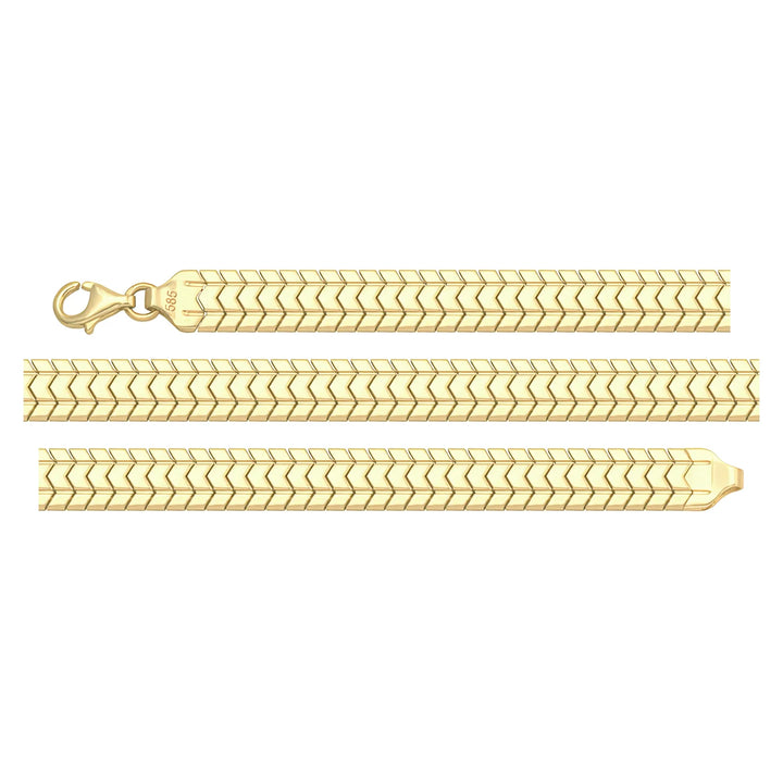 Solid gold herringbone bracelet, 7.85 g — shown in three rows across the frame.