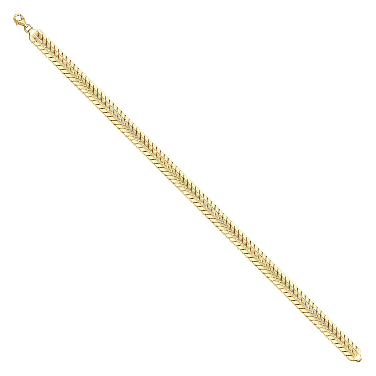 Solid gold herringbone bracelet, 7.00 g — shown at an angle across the frame.