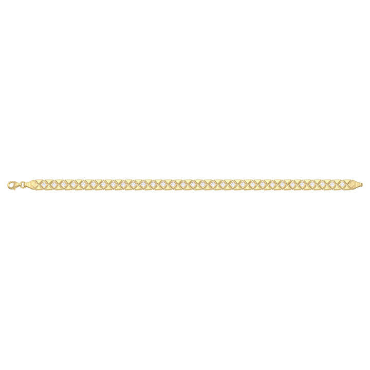 Solid gold fancy link bracelet, 9.60 g — shown square on a plain background.