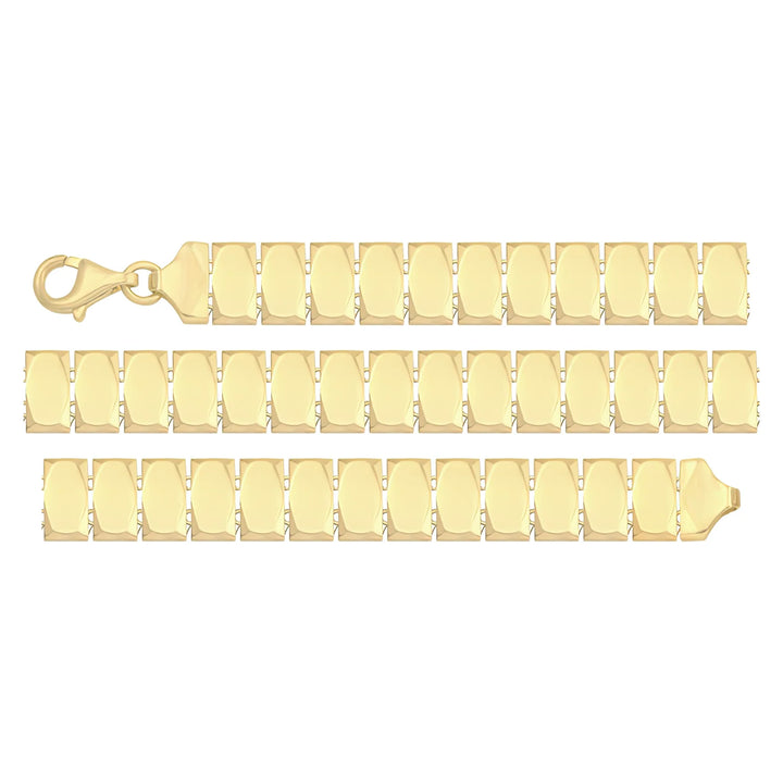 Solid gold bar link bracelet, 6.40 g — shown in three rows across the frame.