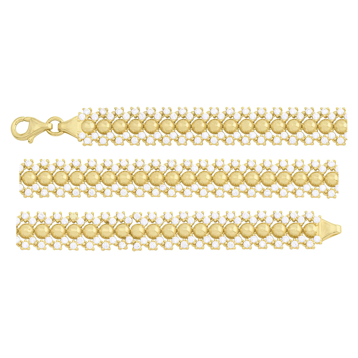 Solid gold bead bracelet, 10.40 g — shown in three rows across the frame.