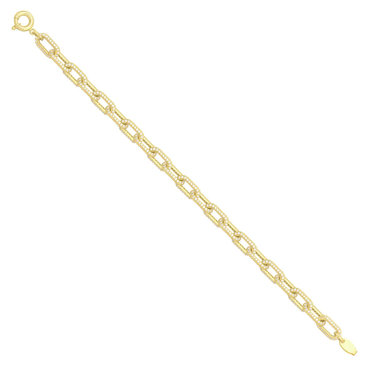Solid gold fancy link bracelet, 15.00 g — shown at an angle across the frame.
