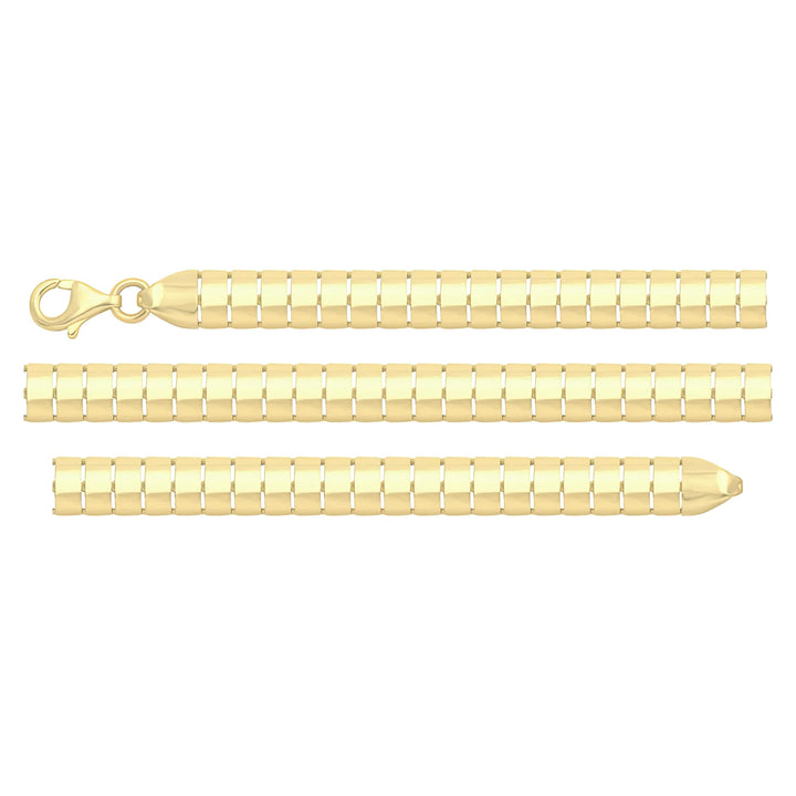 Solid gold bar link bracelet, 5.55 g — shown in three rows across the frame.