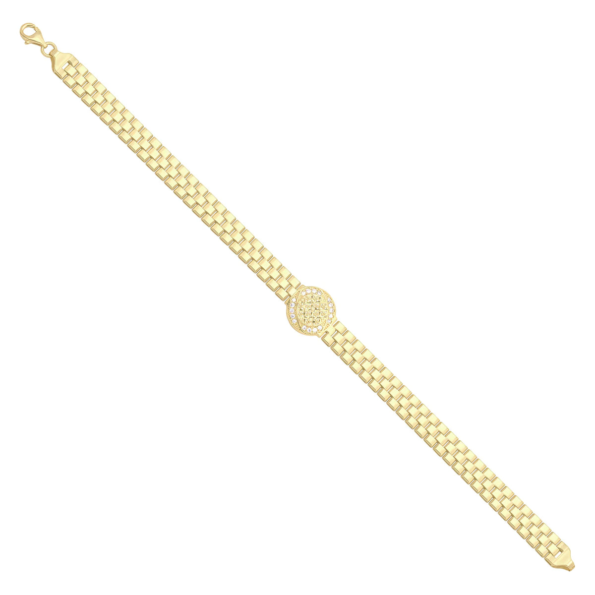 Solid gold brick link bracelet, 10.25 g — shown at an angle across the frame.