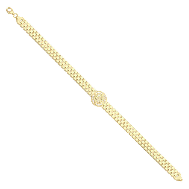 Solid gold brick link bracelet, 10.25 g — shown at an angle across the frame.