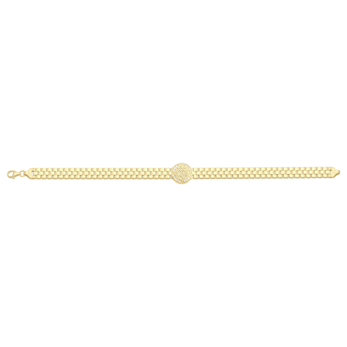 Solid gold brick link bracelet, 10.25 g — shown square on a plain background.