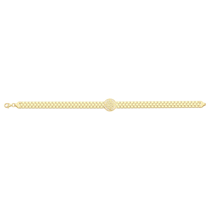 Solid gold brick link bracelet, 10.25 g — shown square on a plain background.