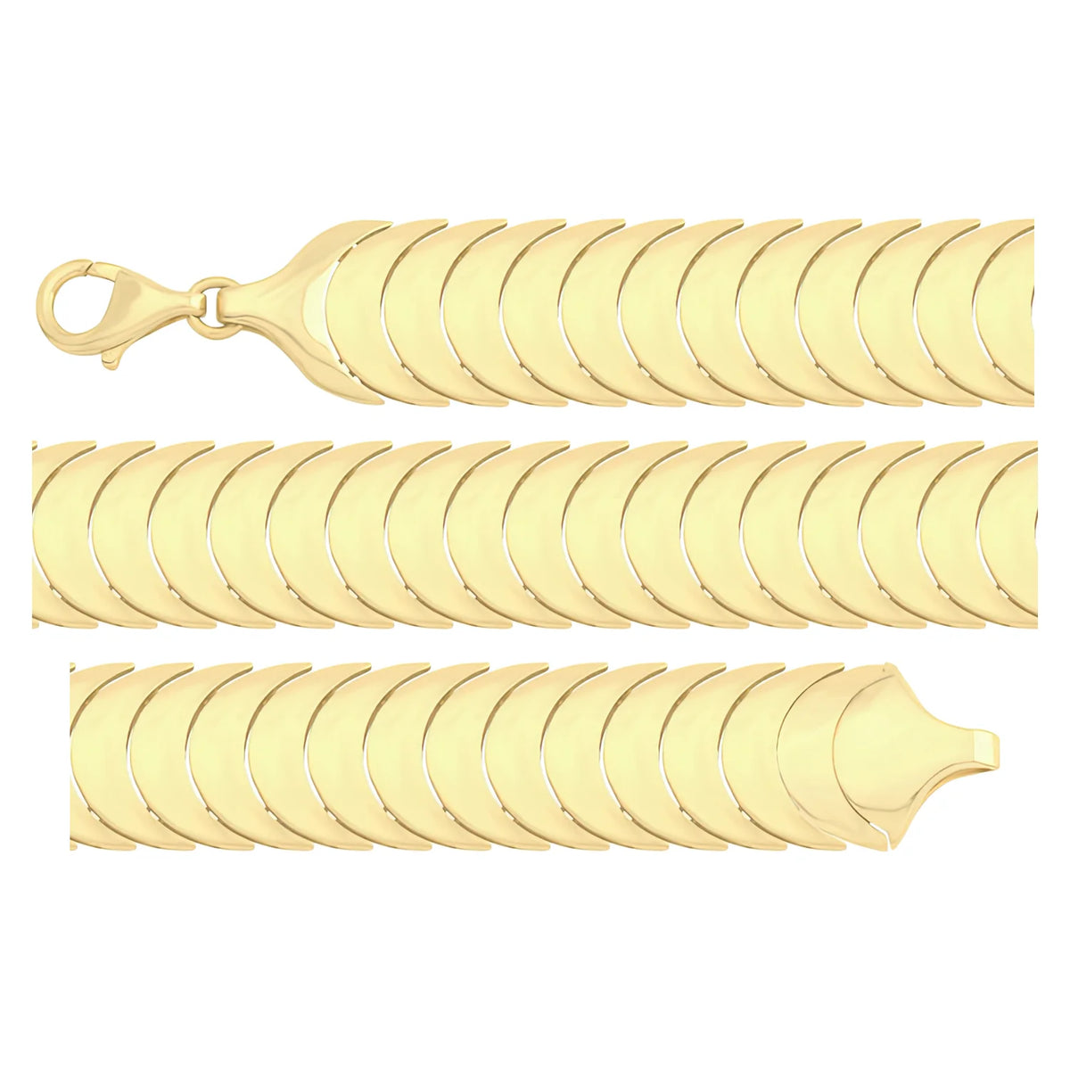 Solid gold braided bracelet, 13.00 g — shown in three rows across the frame.