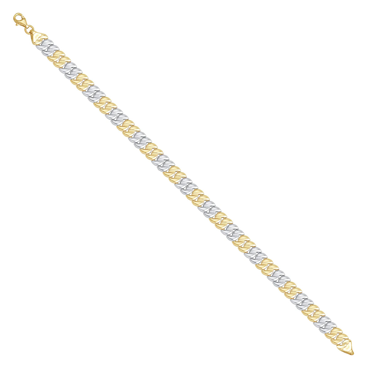 Solid gold braided bracelet, 6.95 g — shown at an angle across the frame.