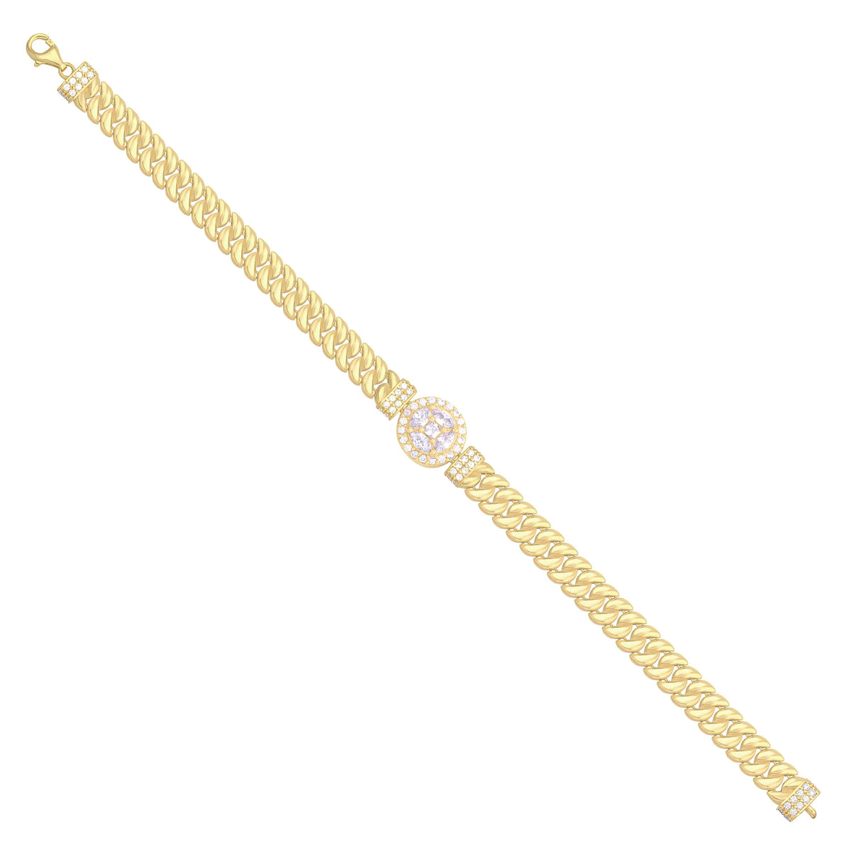 Solid gold curb bracelet, 9.30 g — shown at an angle across the frame.