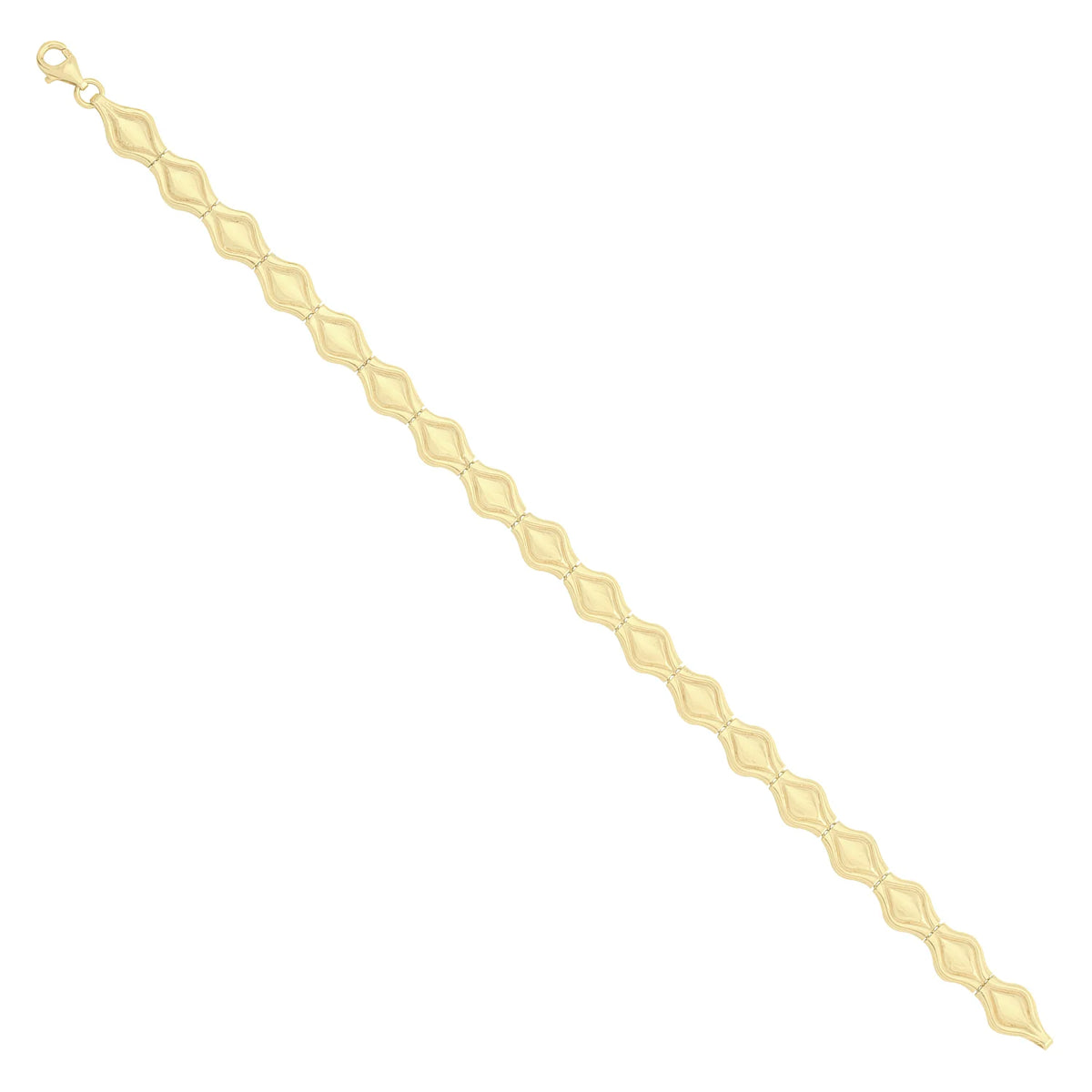 Solid gold fancy link bracelet, 7.25 g — shown at an angle across the frame.