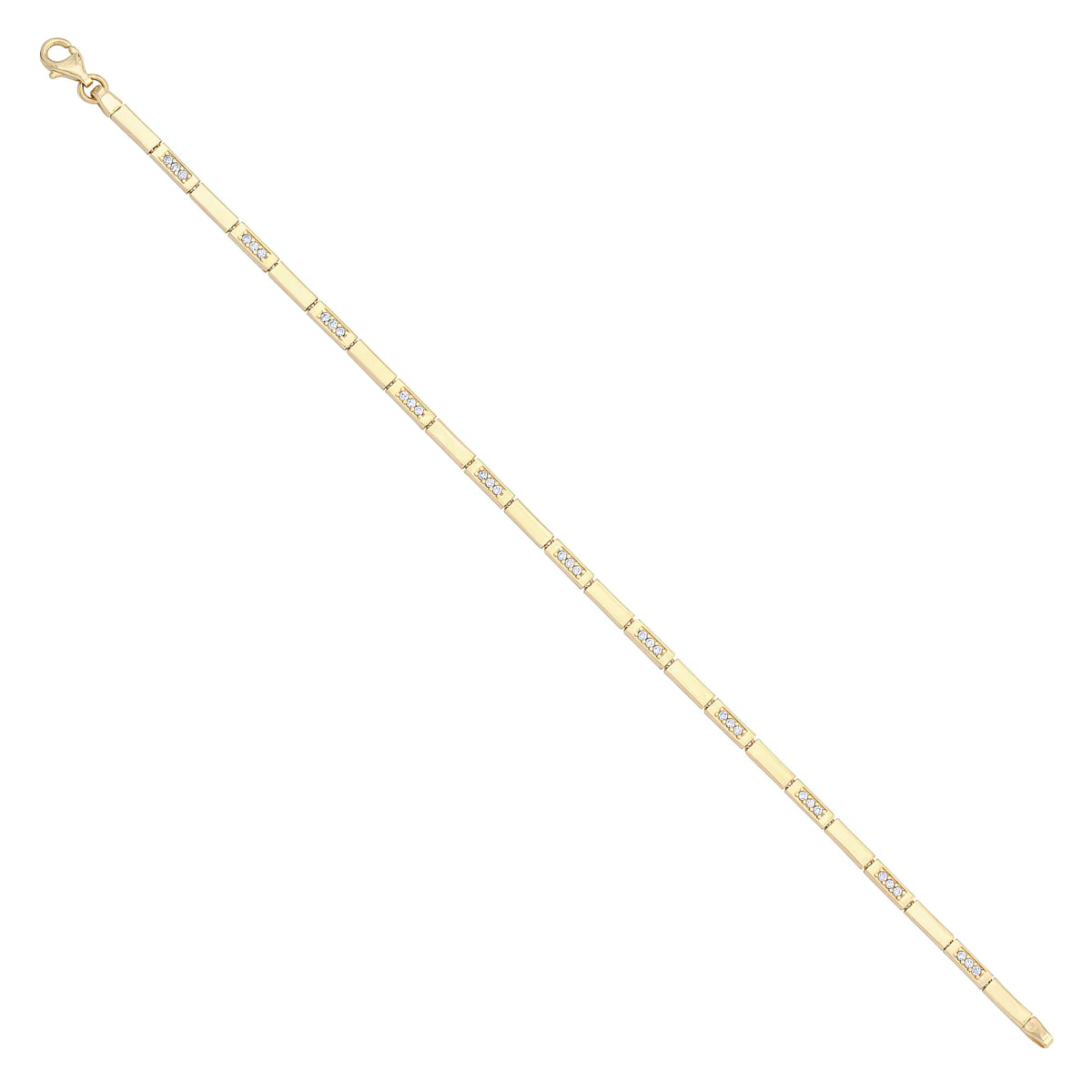 Solid gold bar link bracelet, 4.05 g — shown at an angle across the frame.