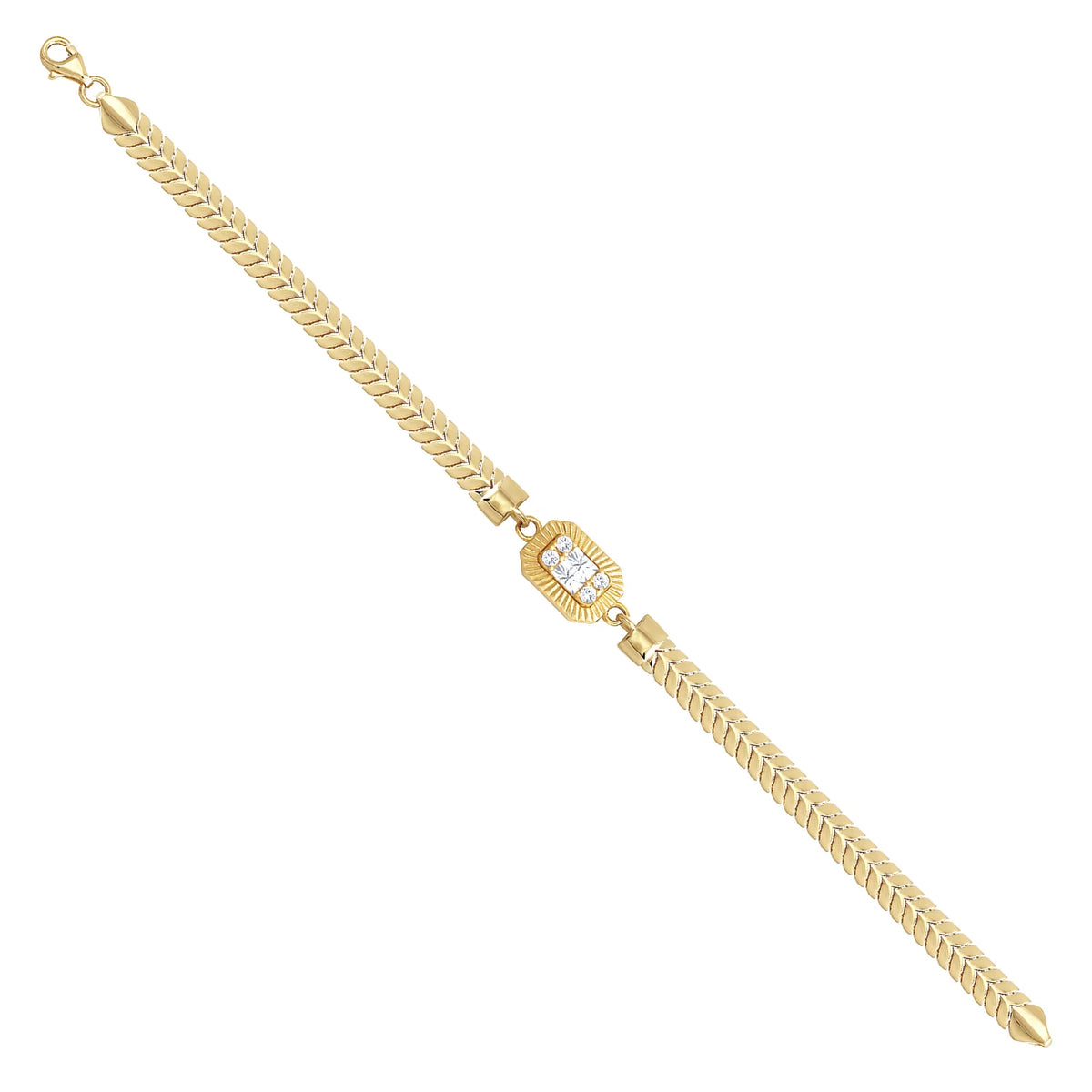 Solid gold herringbone bracelet, 6.60 g — shown at an angle across the frame.